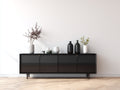 Dielenschrank 200x40x75 cm - Schwarz - mit 4 Türen