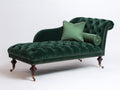 Chaiselongue aus Samt 195x85x98 cm - Dunkelgrün - Klassisches Design mit Knopfheftung und Ziernieten