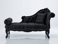 Chaiselongue mit gemustertem Samtbezug und Knopfheftung 180x78x102 cm - Schwarz - klassisches Design mit Ziernägeln