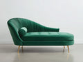 Chaiselongue aus Samt 190x82x90 cm - Smaragdgrün - Modernes Design mit Plisseerücken und goldfarbenen Metallfüßen