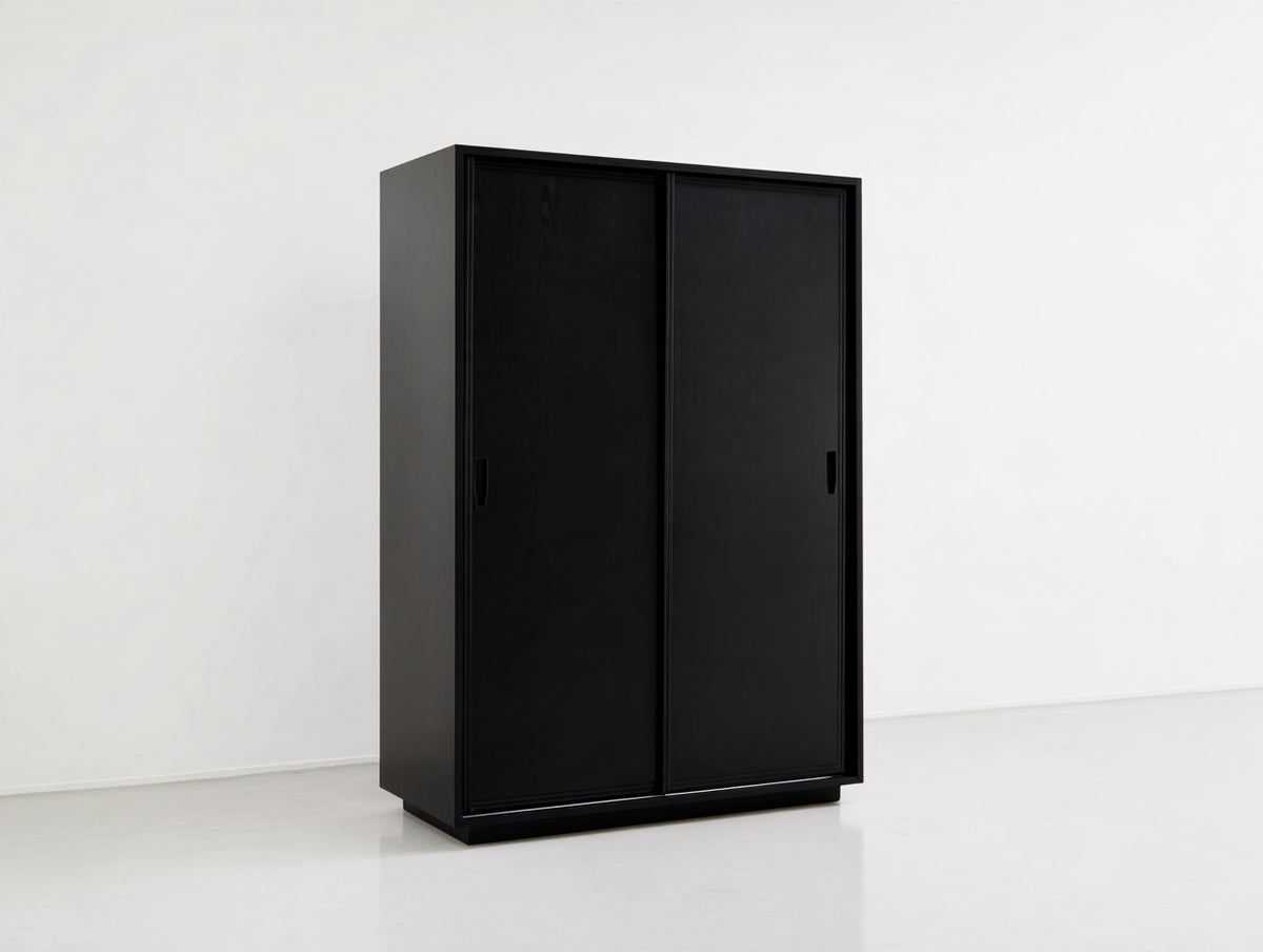 Kleiderschrank mit 2 Schiebetüren 120x60x190 cm - Schwarz - moderner Schlafzimmerschrank mit platzsparender Front