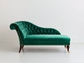 Chaiselongue 200x85x90 cm - Grün - mit Knopfheftung und Ziernagelbesatz